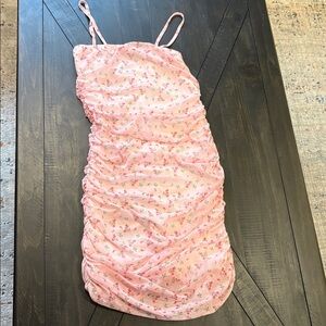 Room Service Soft Pink Floral Ruched Dress